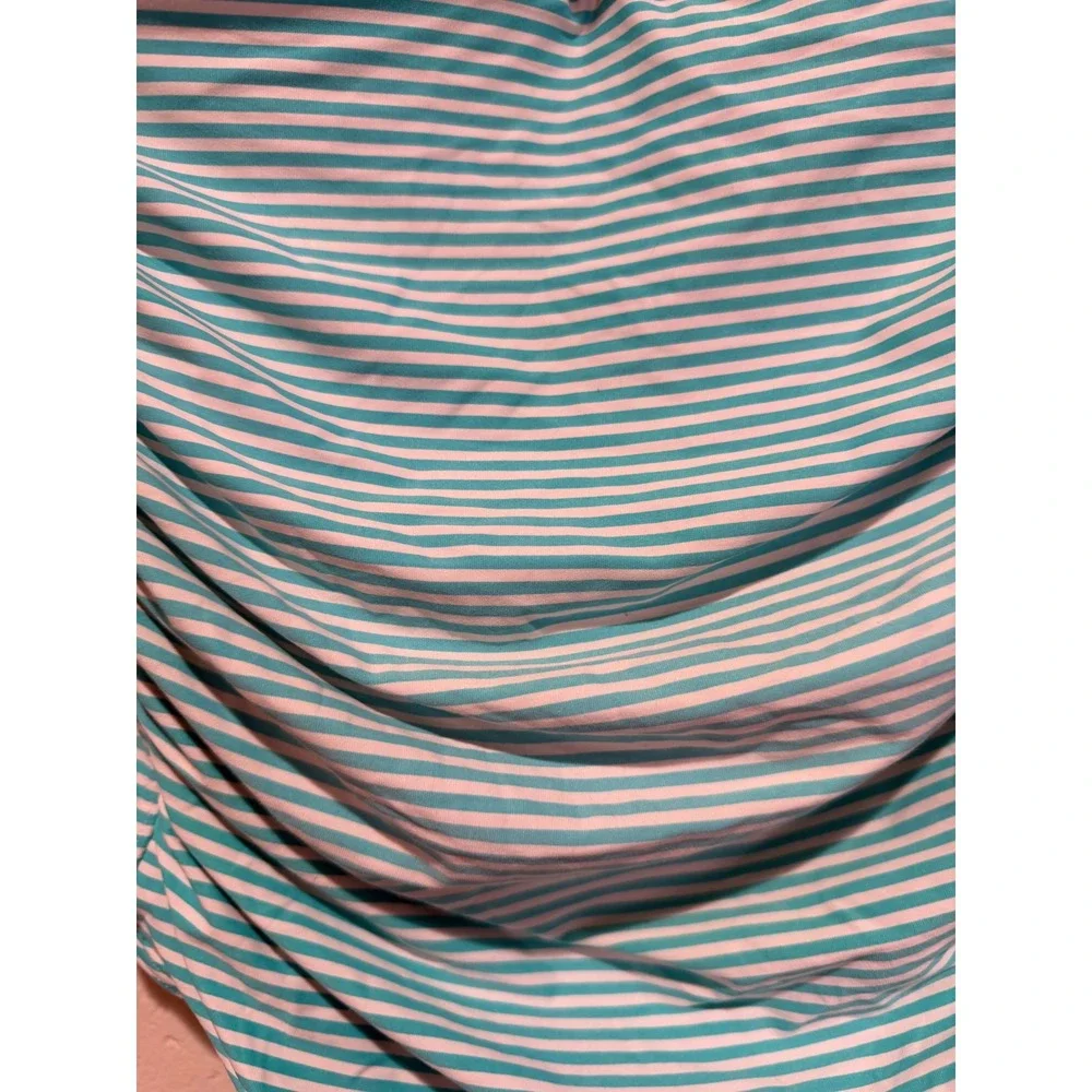 Bond-Eye Australia Teal White Striped Ruched One Piece Swimsuit US‎ 10 Multi Cup